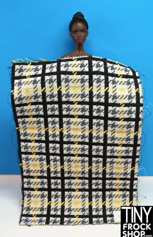 12" Fashion Doll F0198 Black with Yellow Squares Fabric