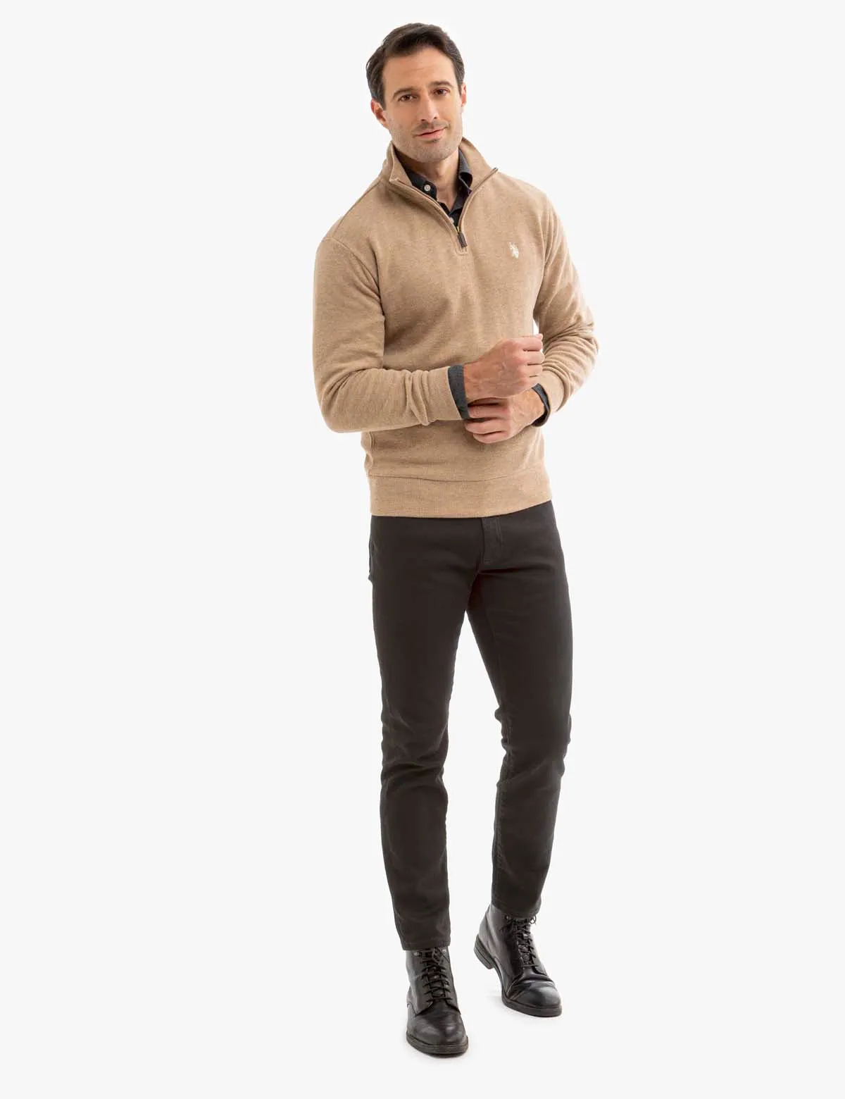 1/4 ZIP FLATBACK PULLOVER