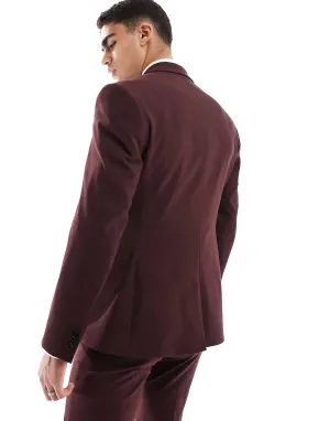 ASOS Slim Blazer in Burgundy