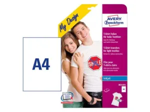 Avery MD-1001 T-Shirt Transfer Film For Bright Textiles, 5 Sheets