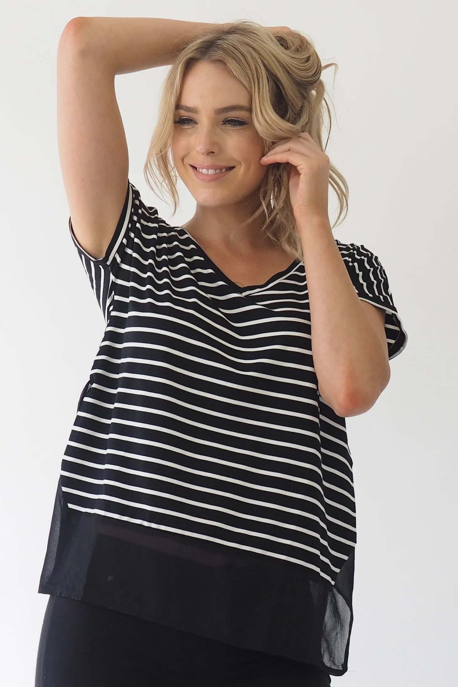 Basics stripe Top - Black