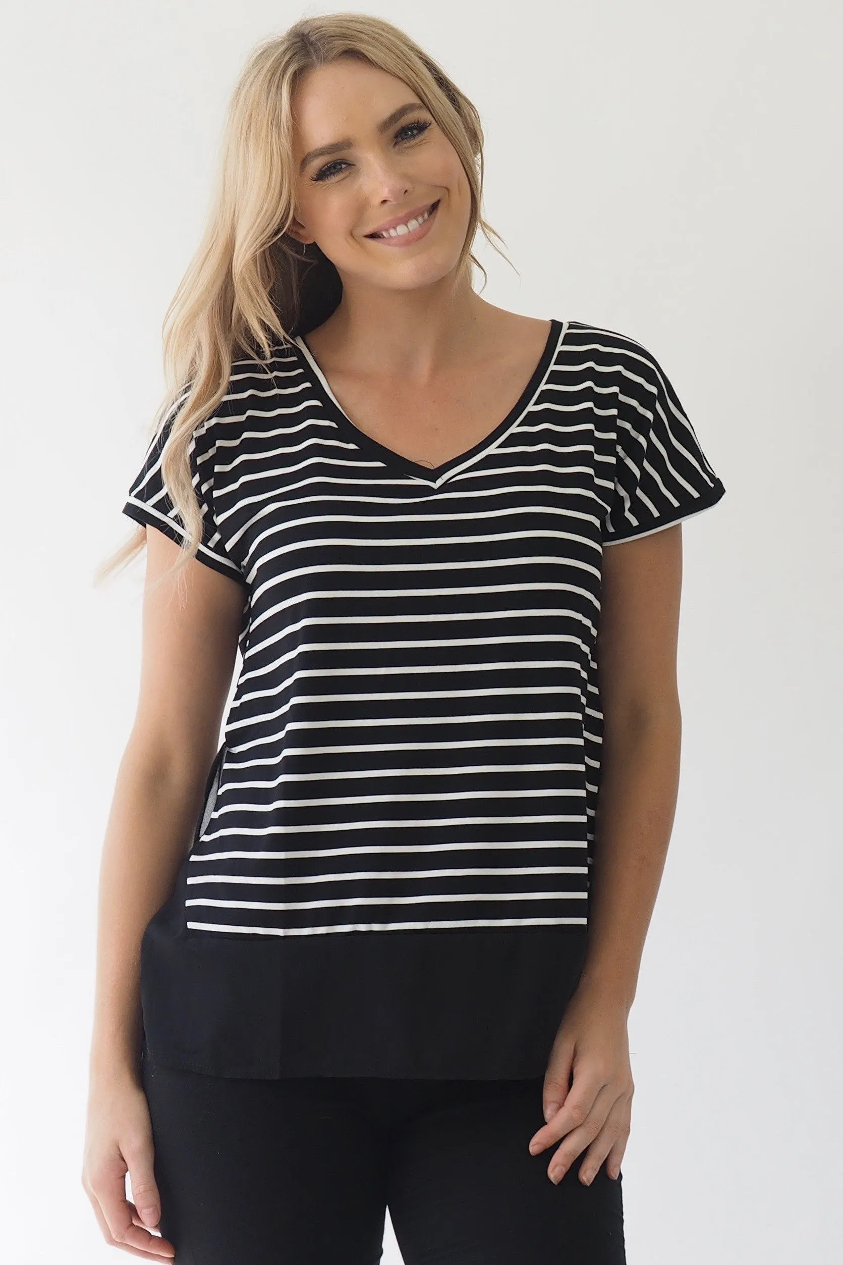 Basics stripe Top - Black