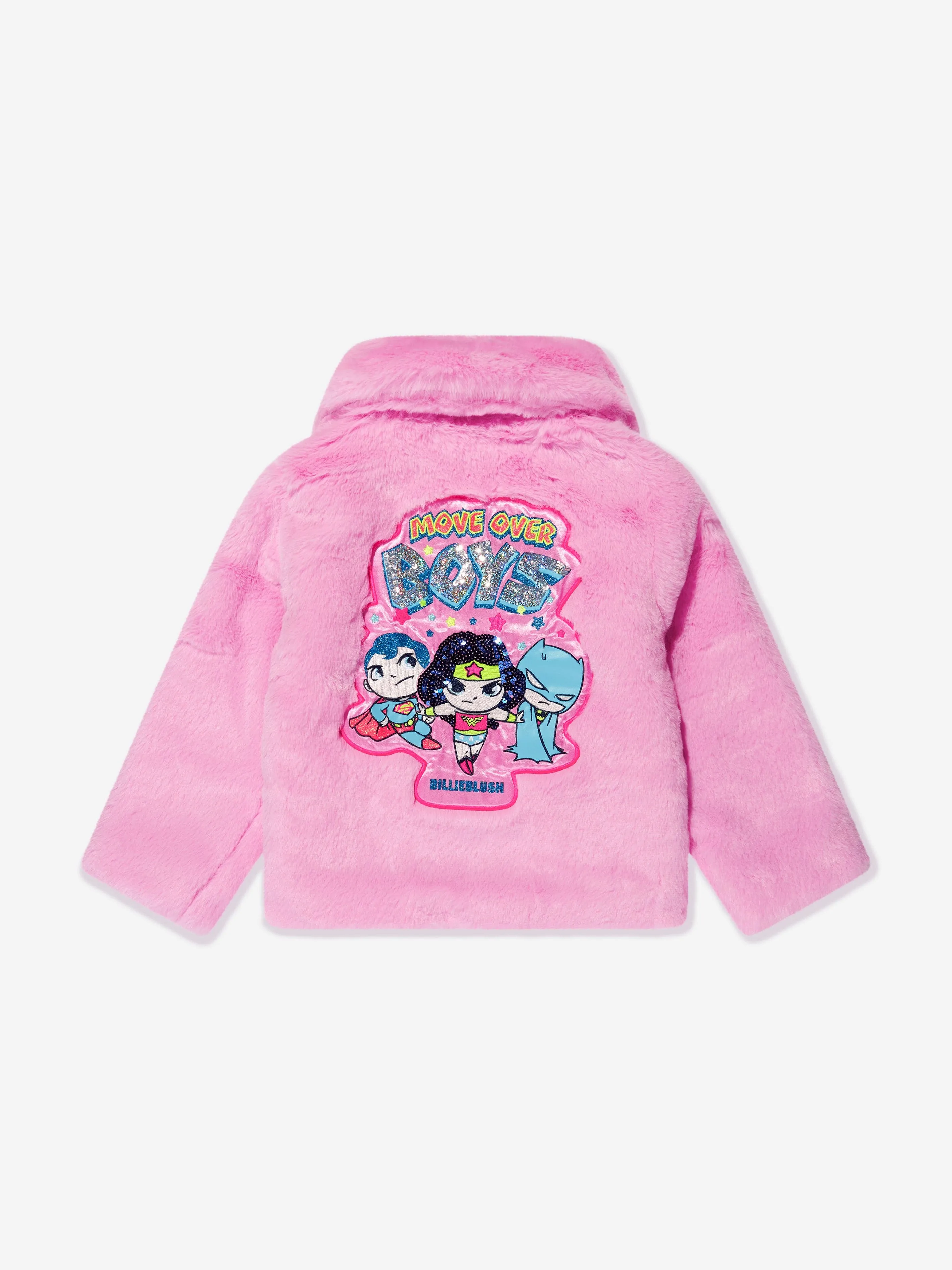 Billieblush Girls DC Comics Faux Fur Coat in Pink