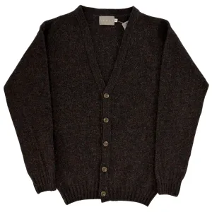 Bordeaux Navy Melange Scottish Wool Knit Cardigan Sweater for Men