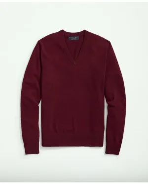 Brooks Brothers Men's Big & Tall 3-Ply Cashmere V-Neck Sweater Cabernet