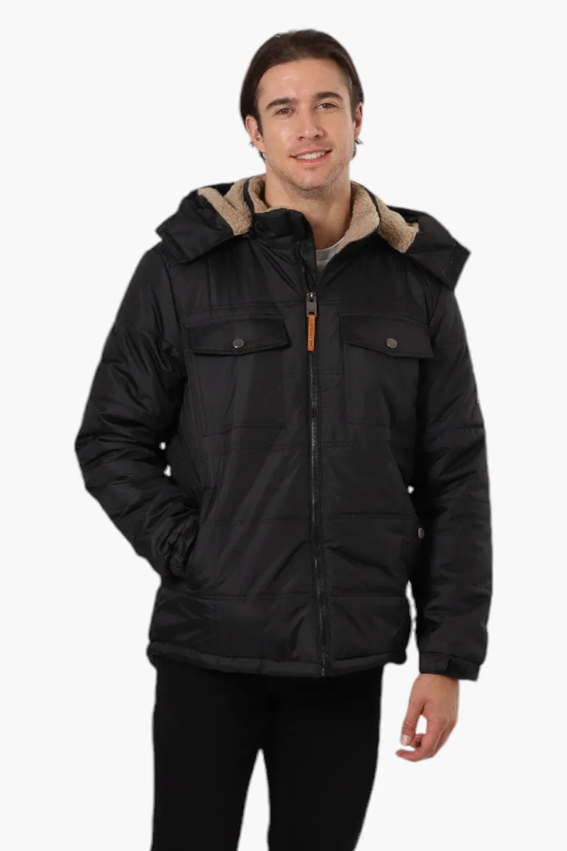 Canada Work Gear 4 Pocket Sherpa Lined Hood Bomber Jacket - Black