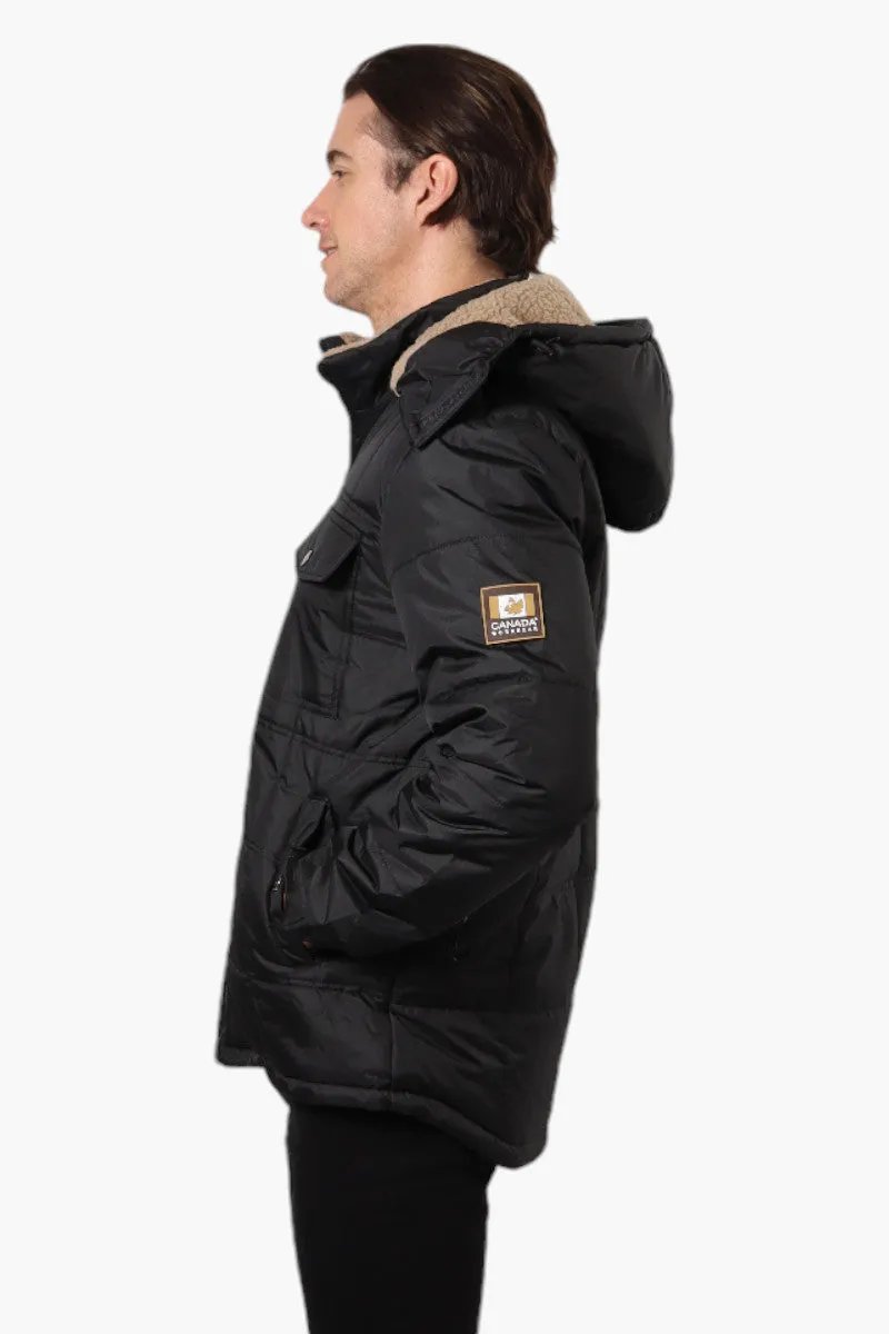 Canada Work Gear 4 Pocket Sherpa Lined Hood Bomber Jacket - Black