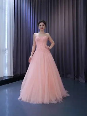 Chic Gorgeous Beaded Pink Gown Formal Gown Shiny Long Prom Dress Elegant Evening Dress #RSM222130