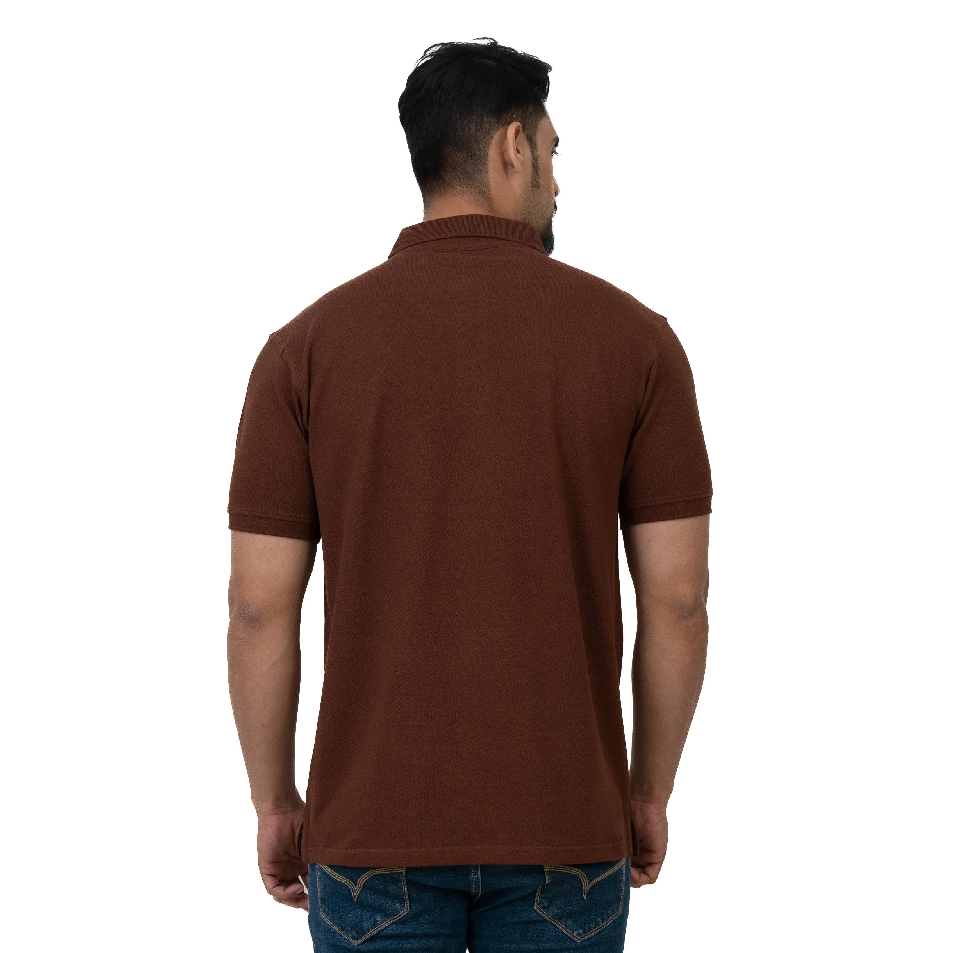 Cotstyle Cotton Fabrics Polo Short Length Plain Half Sleeve Casual & Daily Wear Men's T Shirts - Pack of 1 - Brown Colour