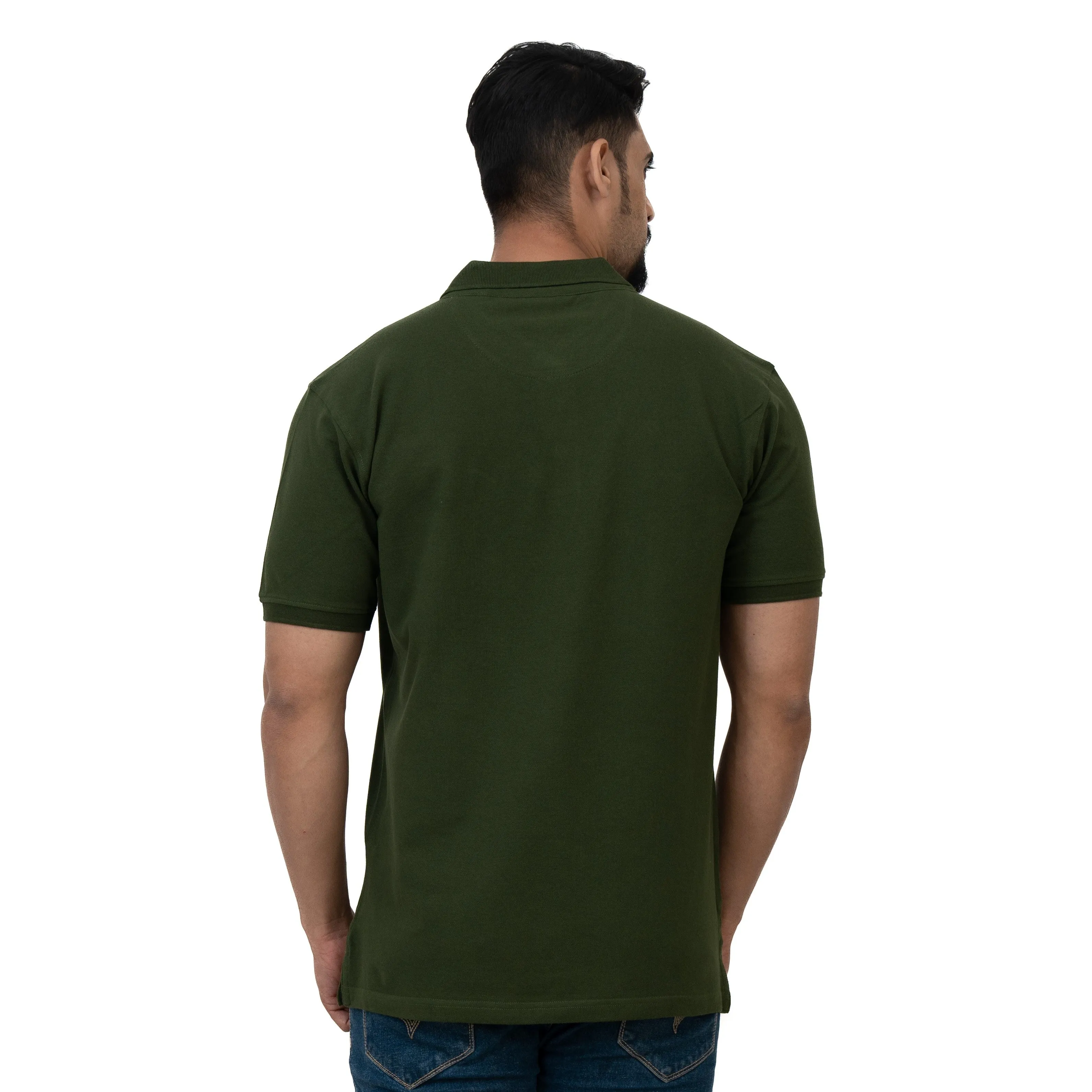 Cotstyle Cotton Fabrics Polo Short Length Plain Half Sleeve Casual & Daily Wear Men's T Shirts - Pack of 1 - Rifle Green Colour