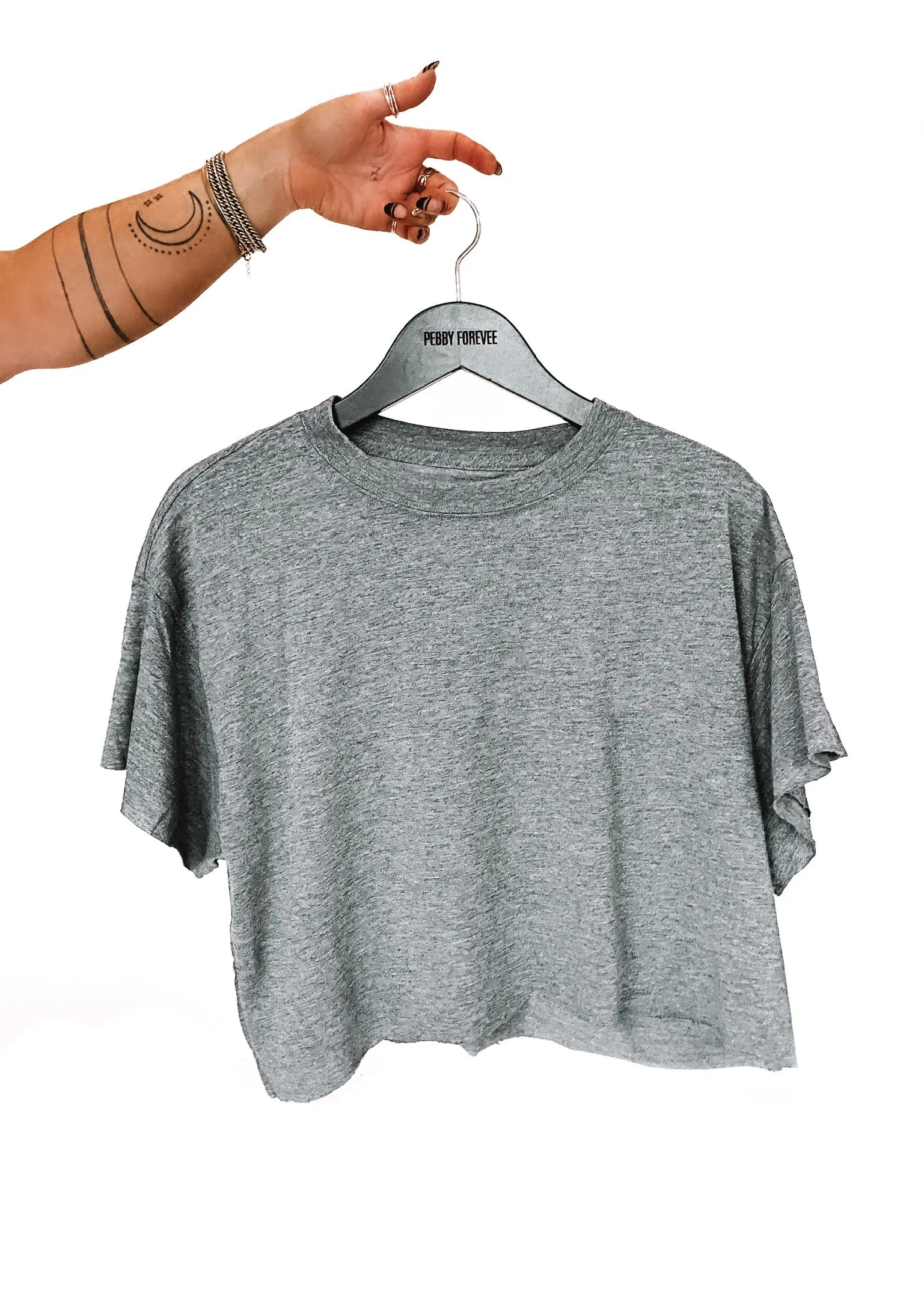 CROPPED PEBBY BASICS HEATHER GRAY TEE