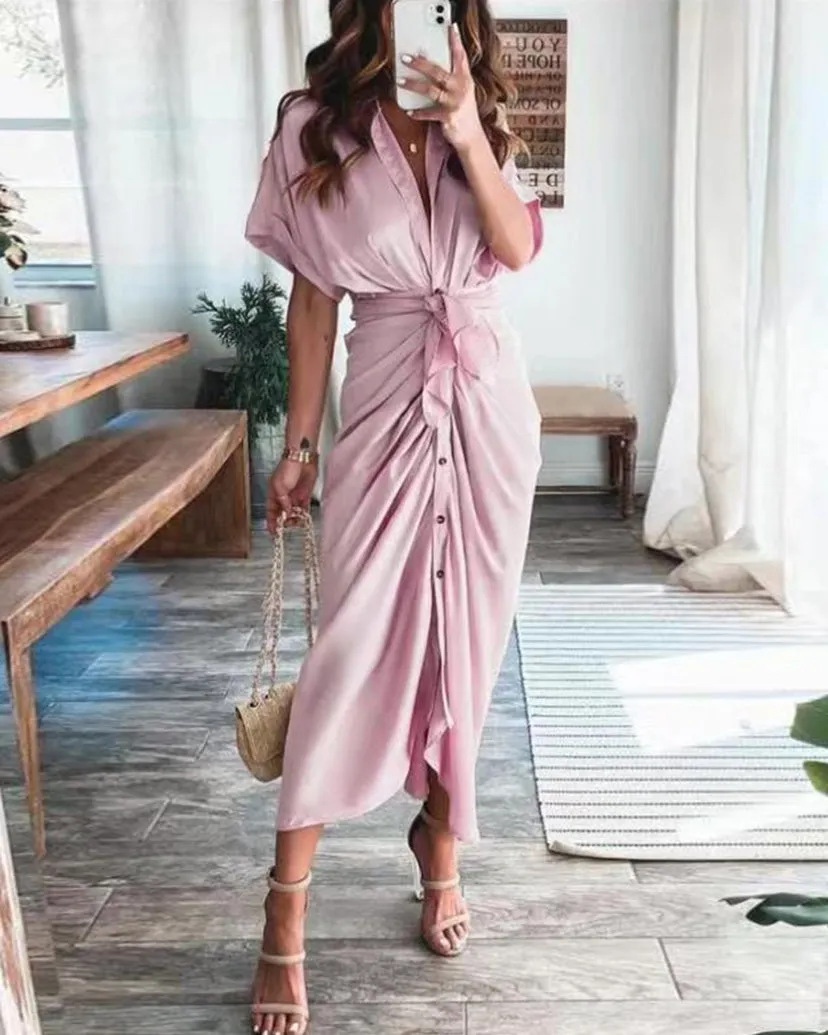 Dunnmall Chic Chic Tie Maxi Dress