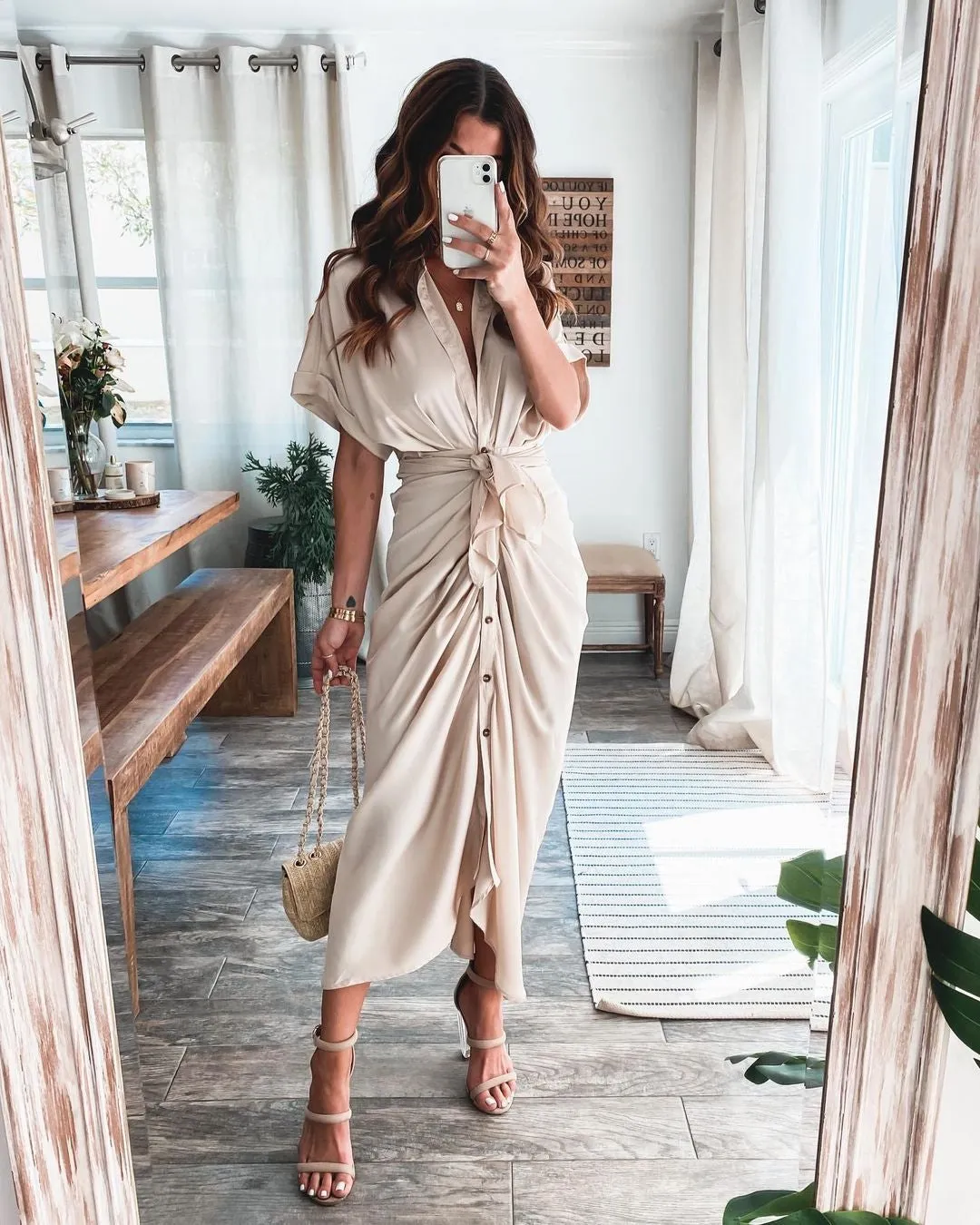 Dunnmall Chic Chic Tie Maxi Dress