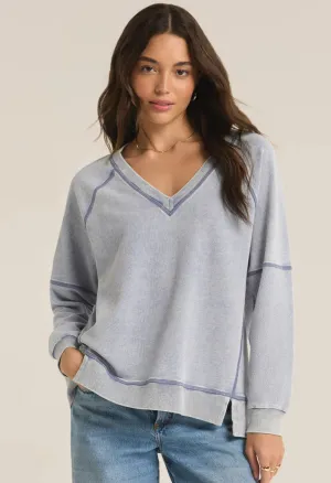 Easy V Knit Denim Sweatshirt