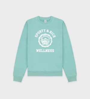 Emblem Crewneck - Aquamarine/White