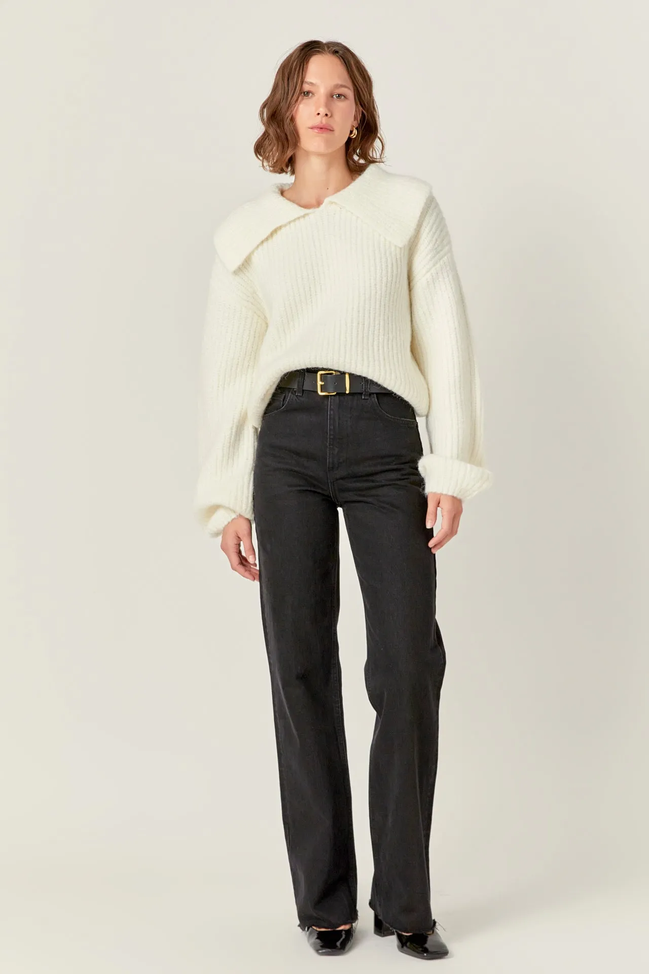 English Factory - Collared Rib Chunky Sweater