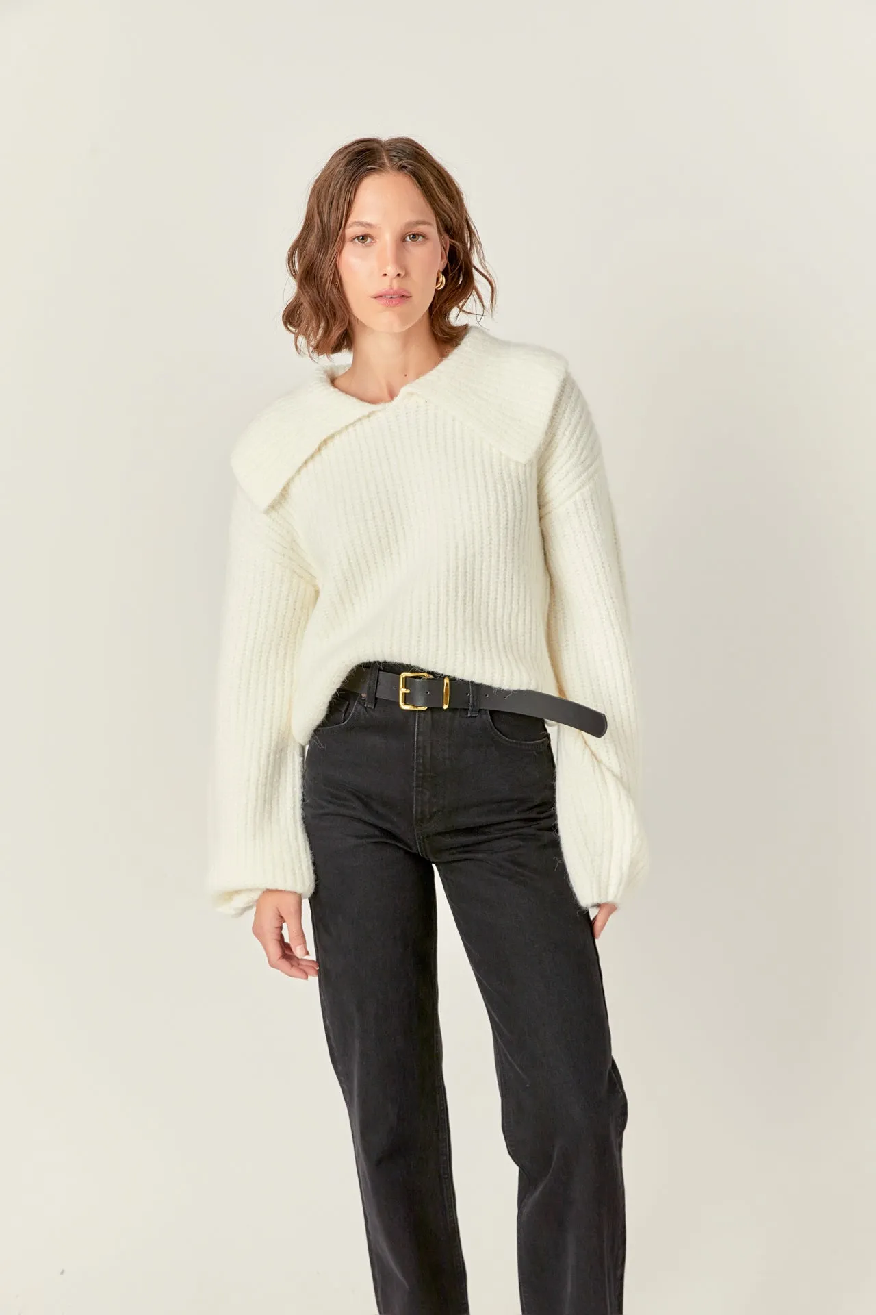 English Factory - Collared Rib Chunky Sweater