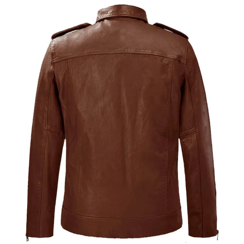 Fashion Motorcycle Rutland Tan Riding Biker Boys Leather Jacket