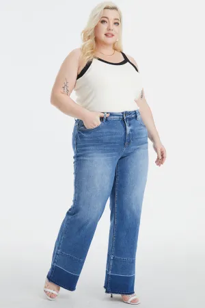 Full Size High Waist Cat's Whisker Wide Leg Mom Jeans