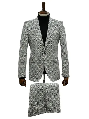 Giovanni Testi 1 Button Peak Lapel suit GTRVL1P-ANJA BLK/WHITE