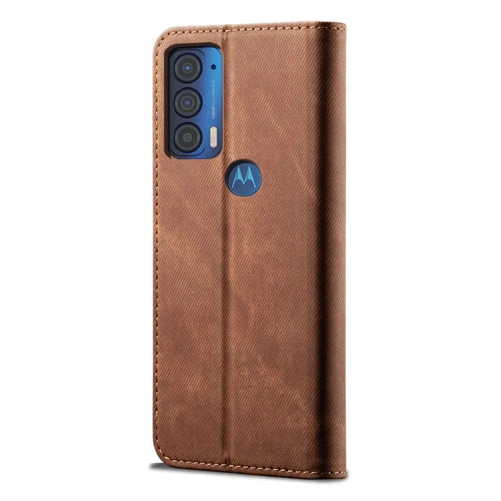 Jeans Motorola Edge (2021) Flip case - Coffee