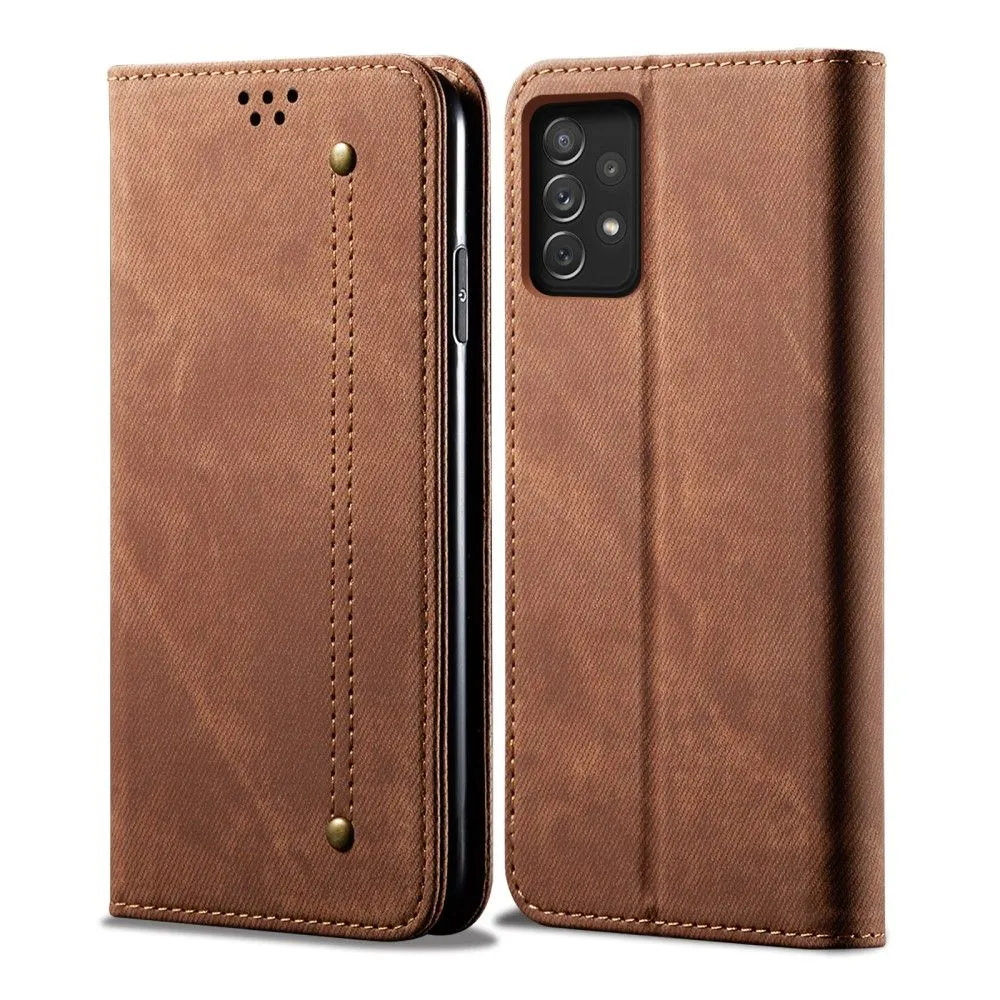 Jeans Samsung Galaxy A73 Flip case - Coffee