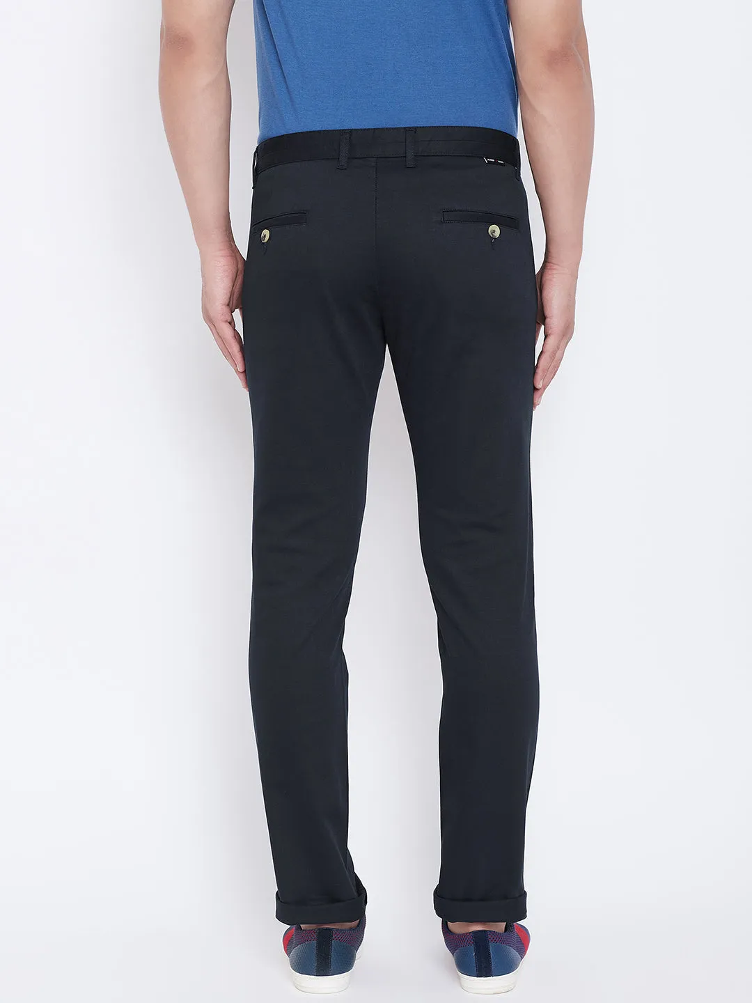 JUMP USA Men Navy Blue Regular Fit Solid Trousers