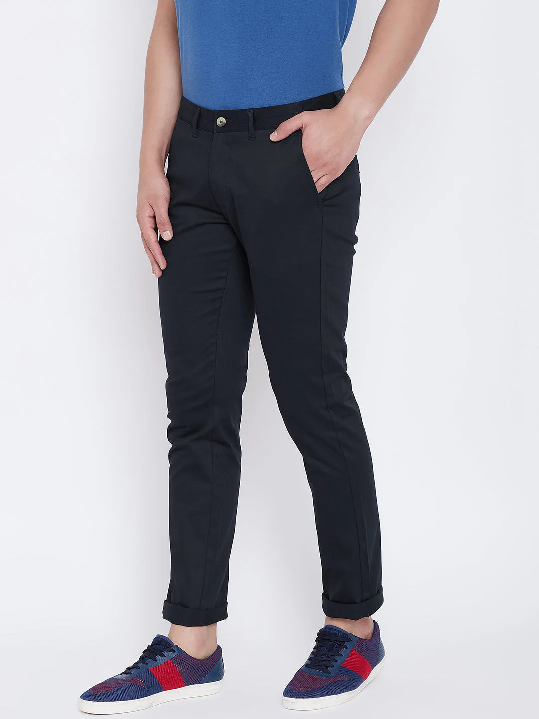 JUMP USA Men Navy Blue Regular Fit Solid Trousers