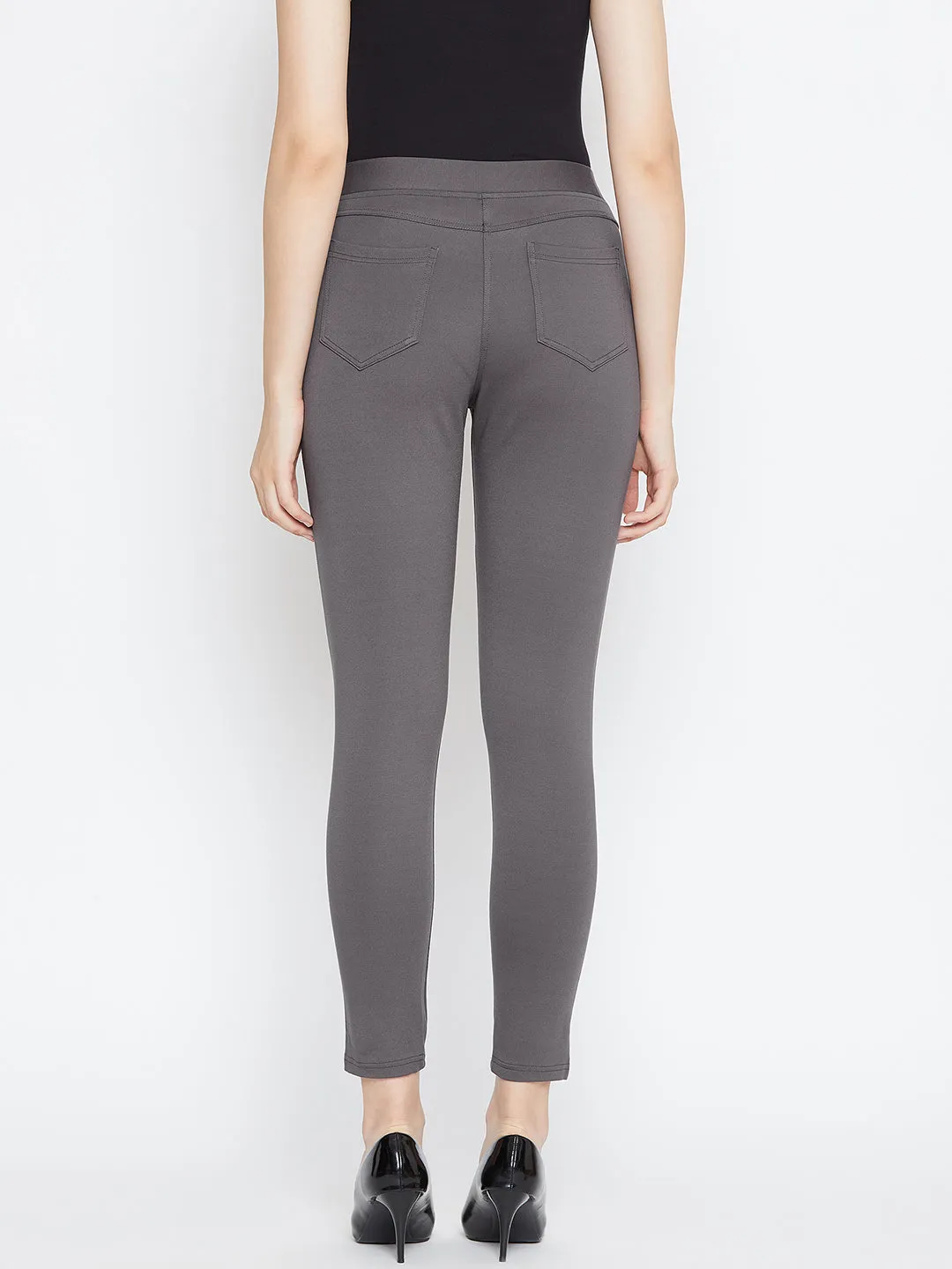 JUMP USA Women Grey Solid Casual Skinny fit Trousers