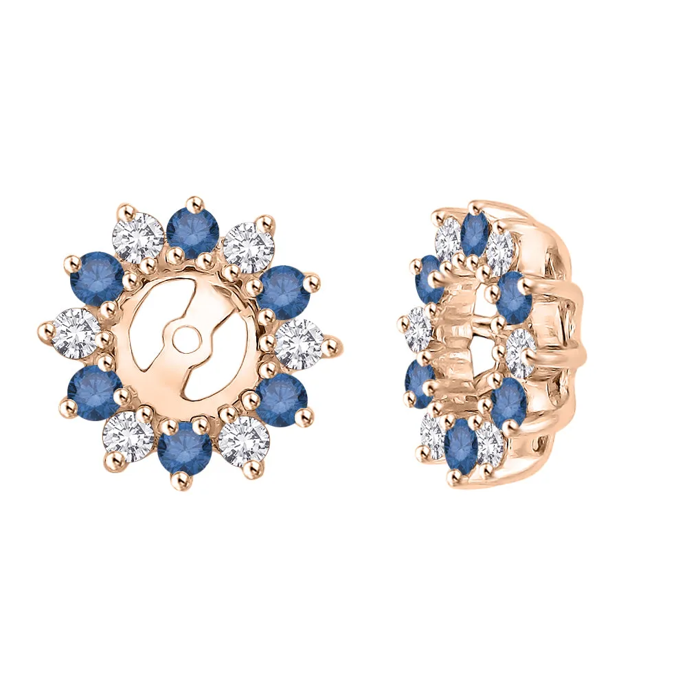 KATARINA Alternating Blue and White Diamond Earring Jackets (1/2 cttw)