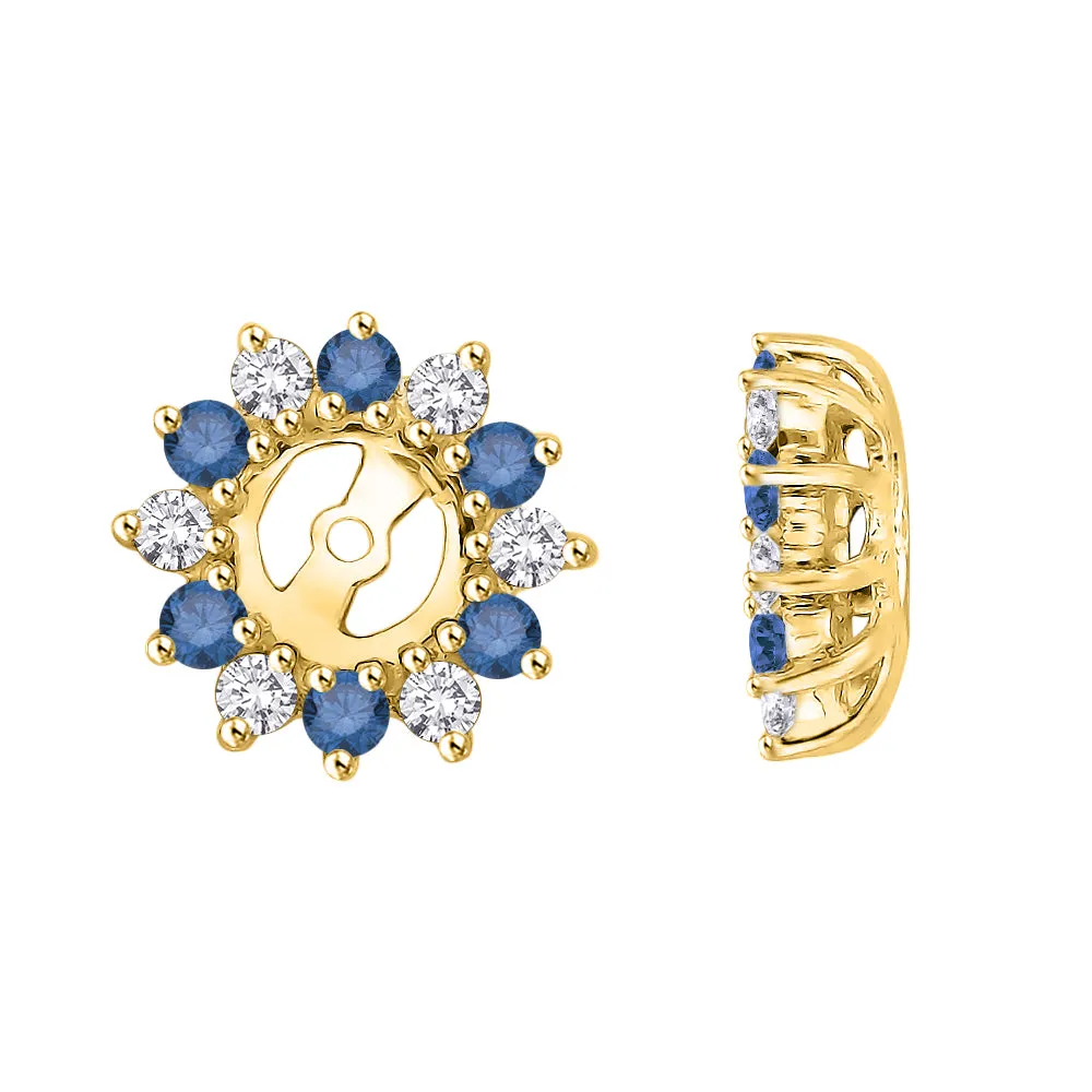 KATARINA Alternating Blue and White Diamond Earring Jackets (1/2 cttw)