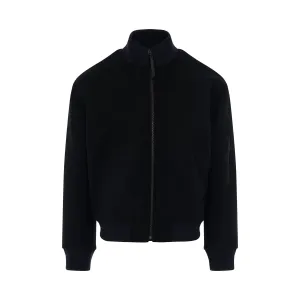 Knitted Back Bomber Jacket in Black