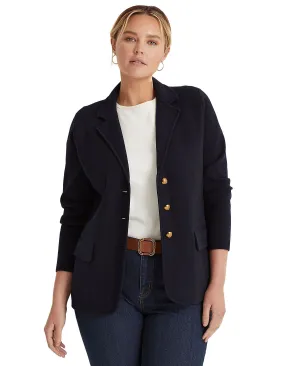 Lauren Ralph Lauren Women's Plus Size Combed Cotton Single Breasted Blazer