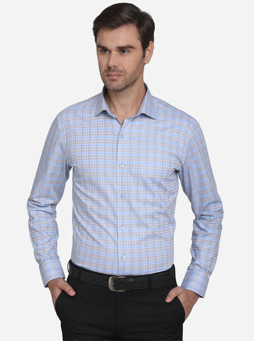 Light Beige Dobby Slim Fit Formal Shirt | Metal