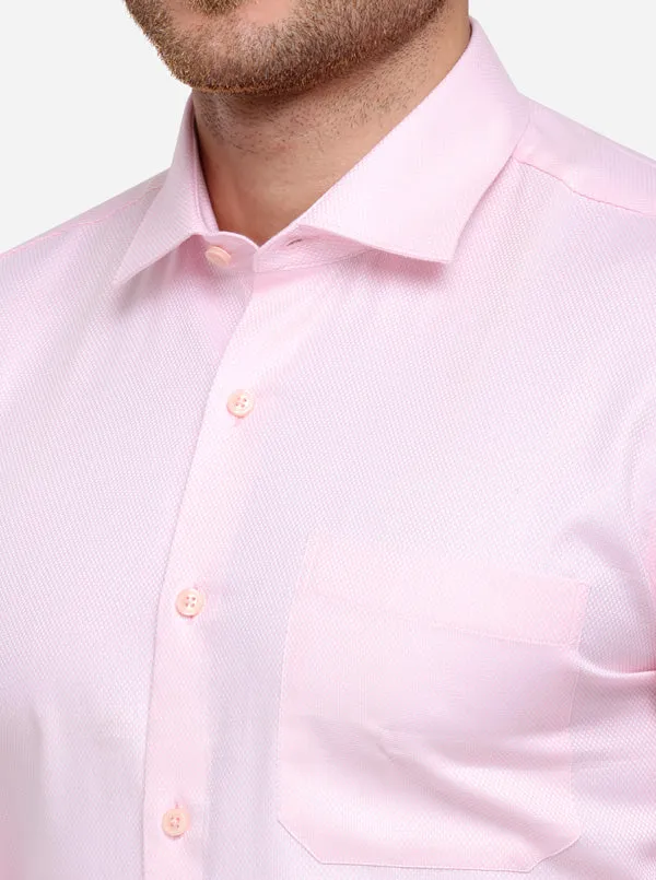 Light Pink Dobby Slim Fit Formal Shirt | Metal