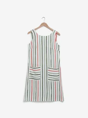 LOV Green, Red And White Striped Shift Dress