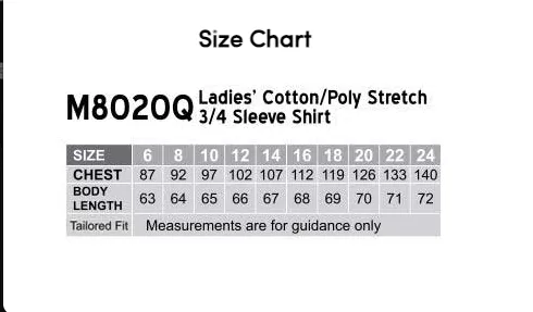 M8020Q Women's Cotton/Poly Stretch 3/4 Sleeve Shirt