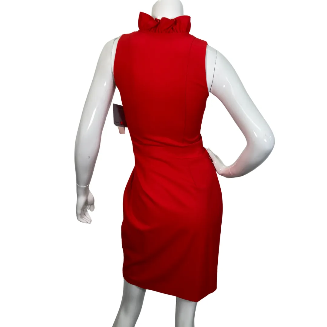 Marc New York Red Dress with Ruffle Neck