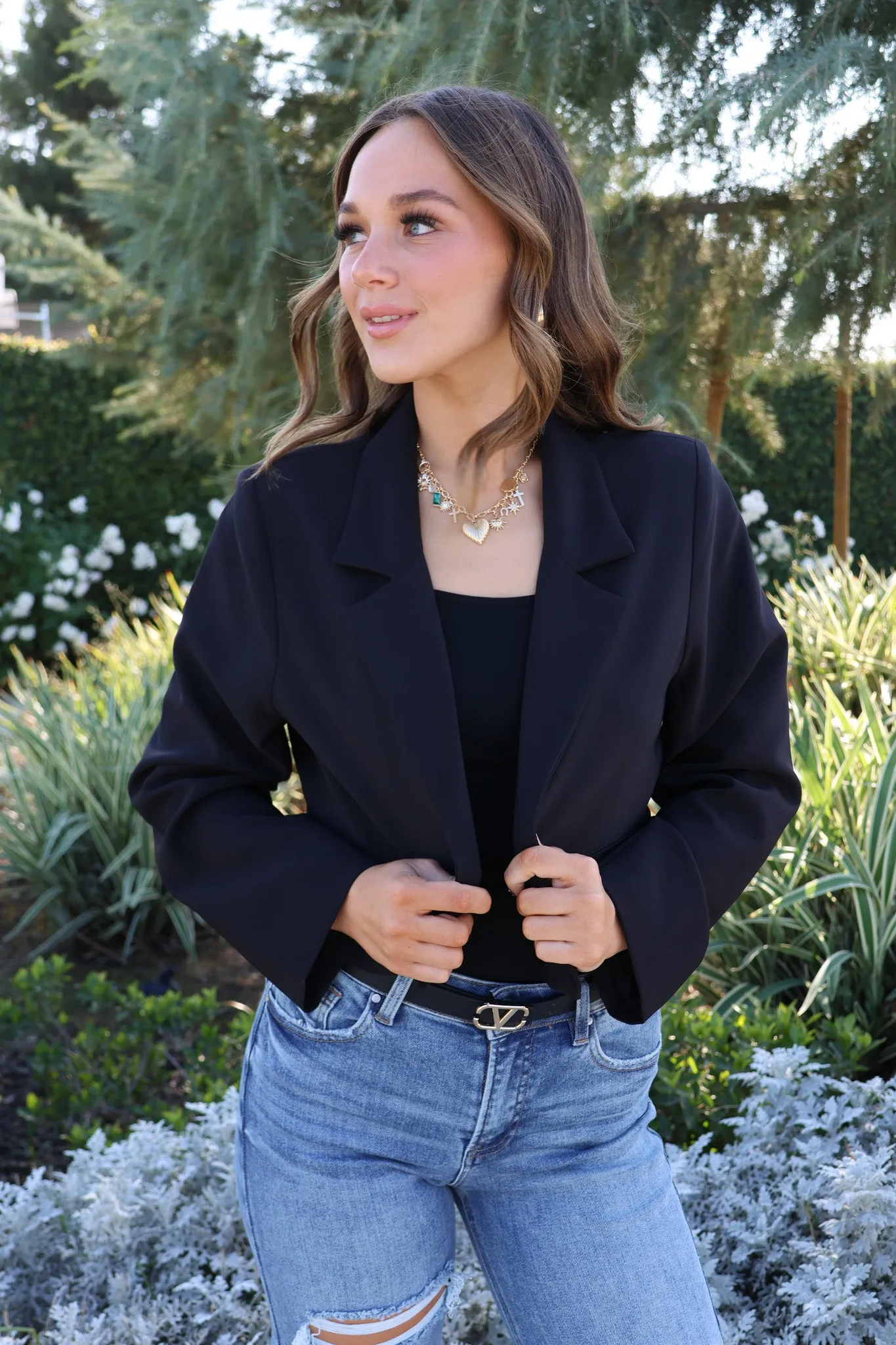 Material Girl Cropped Jacket in Black