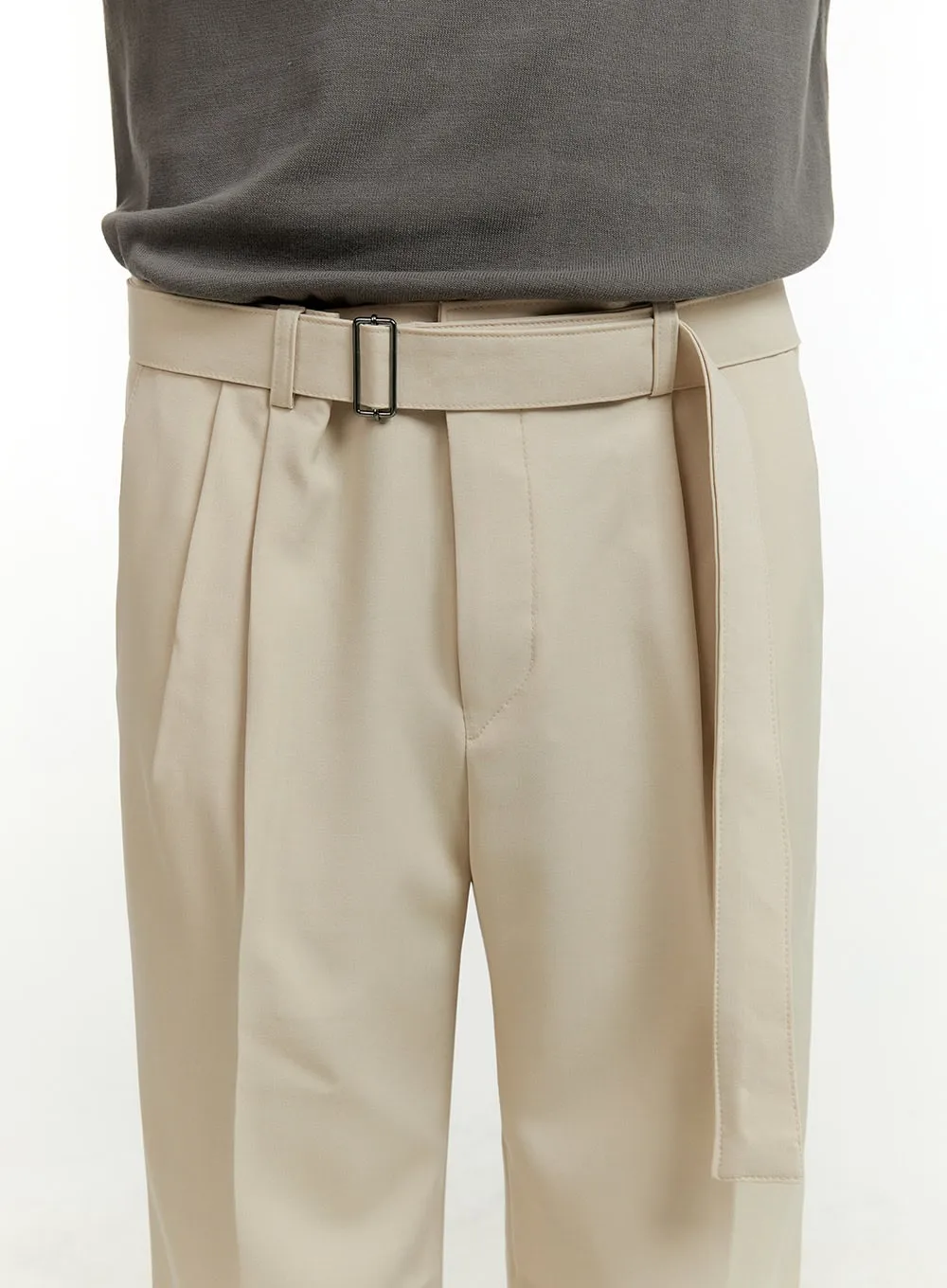 Men's Buckle-Waist Wide Fit Pants IL412