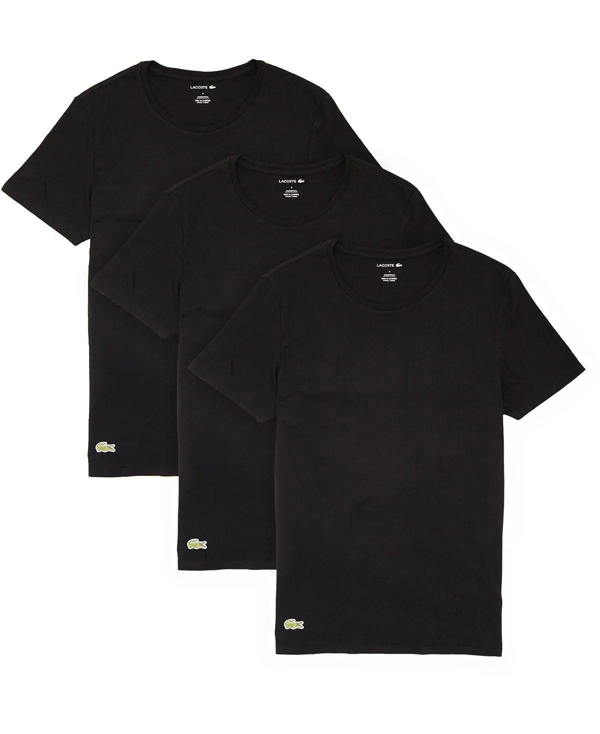 Men's essential cotton T-shirt set with round neck, classic fit 3-piece Lacoste, black