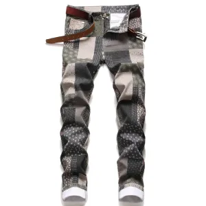 Men's Patch Pattern Straight Fit Pants