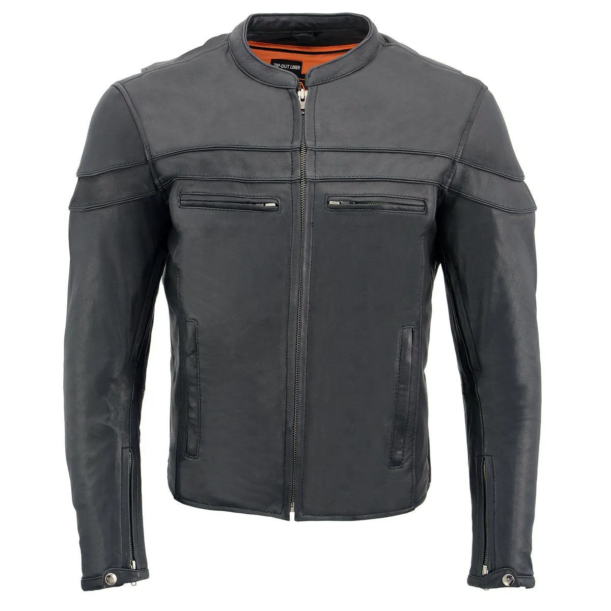 Milwaukee Leather MLM1526 Men's Black 'Stay Cool' Black Leather Sporty Motorcycle Jacket with Cool-Tec