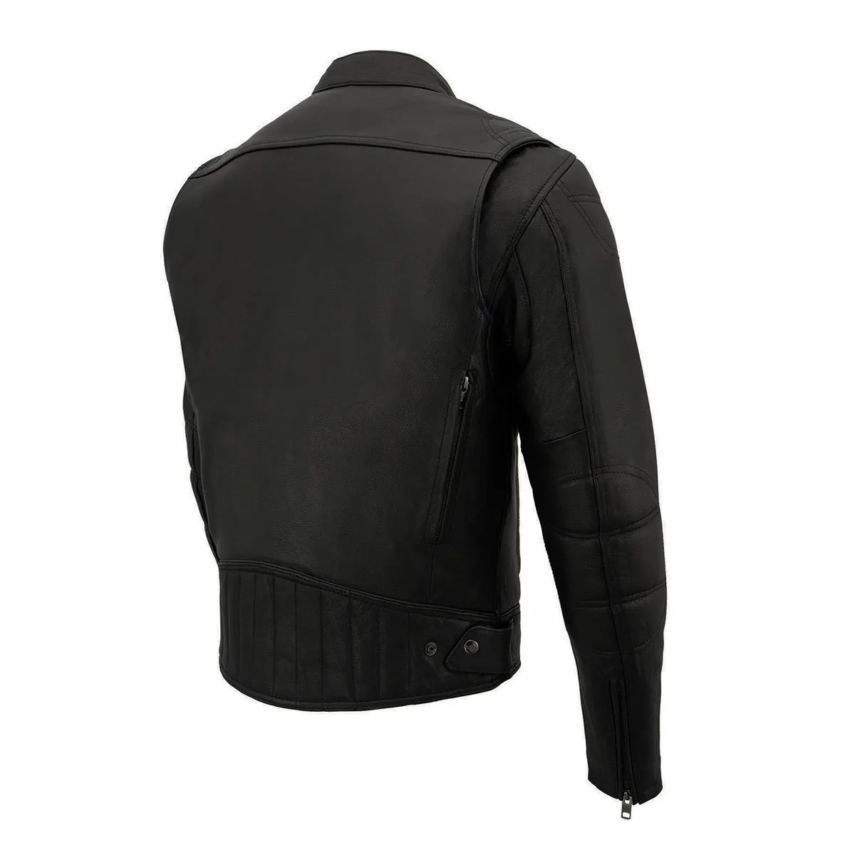 Milwaukee Leather MLM1560 Men's Black Long Body and Vented Motorcycle Leather Jacket