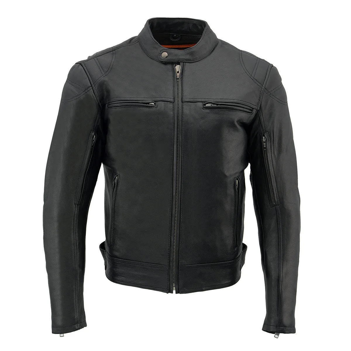 Milwaukee Leather MLM1560 Men's Black Long Body and Vented Motorcycle Leather Jacket