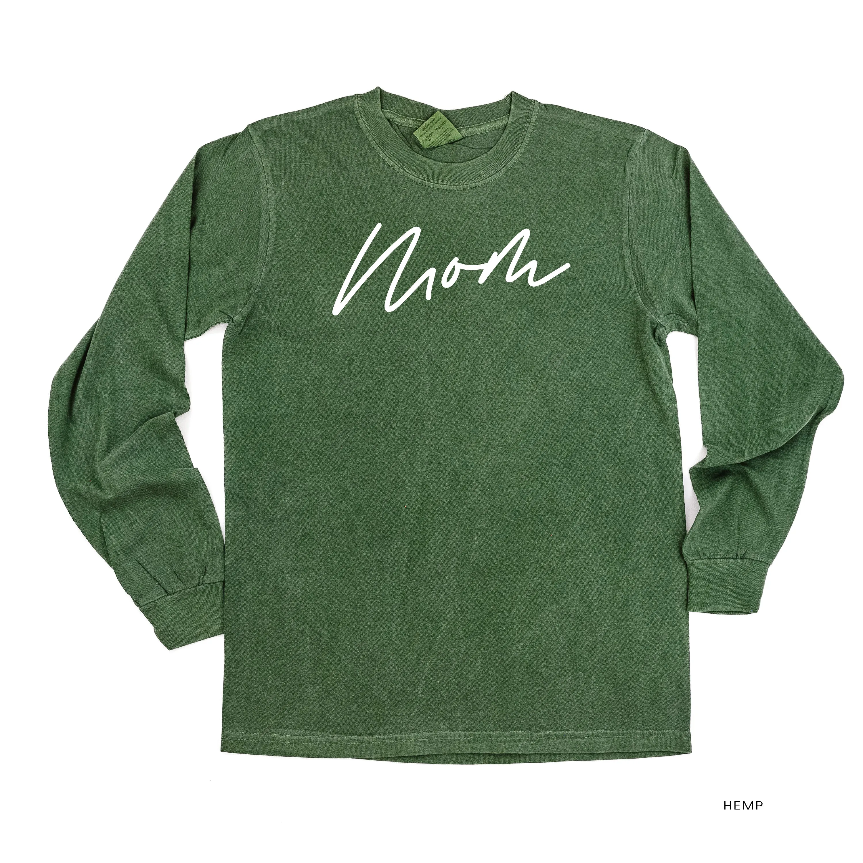 Mom (Cursive) - Basics Collection - LONG SLEEVE Comfort Colors Tee