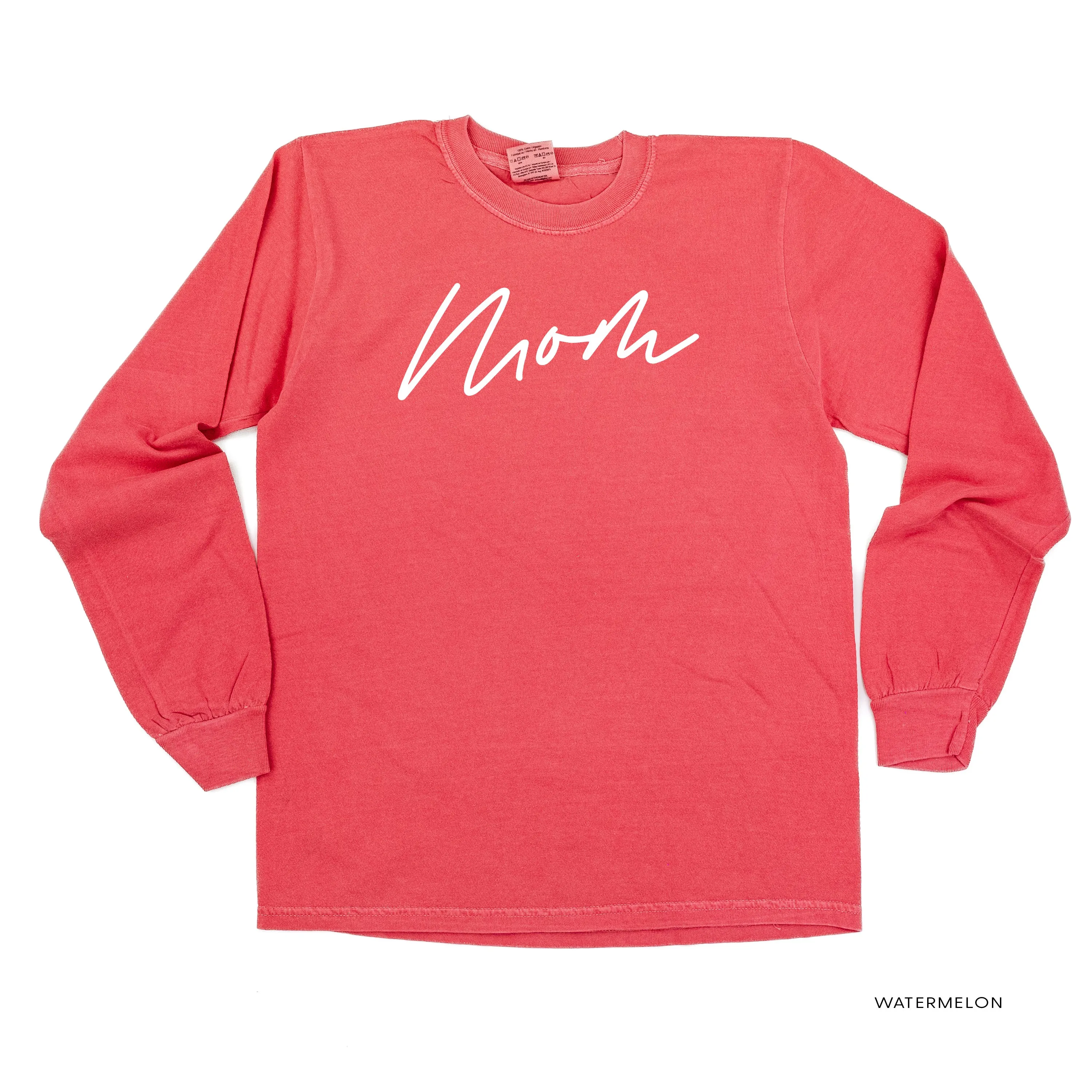 Mom (Cursive) - Basics Collection - LONG SLEEVE Comfort Colors Tee