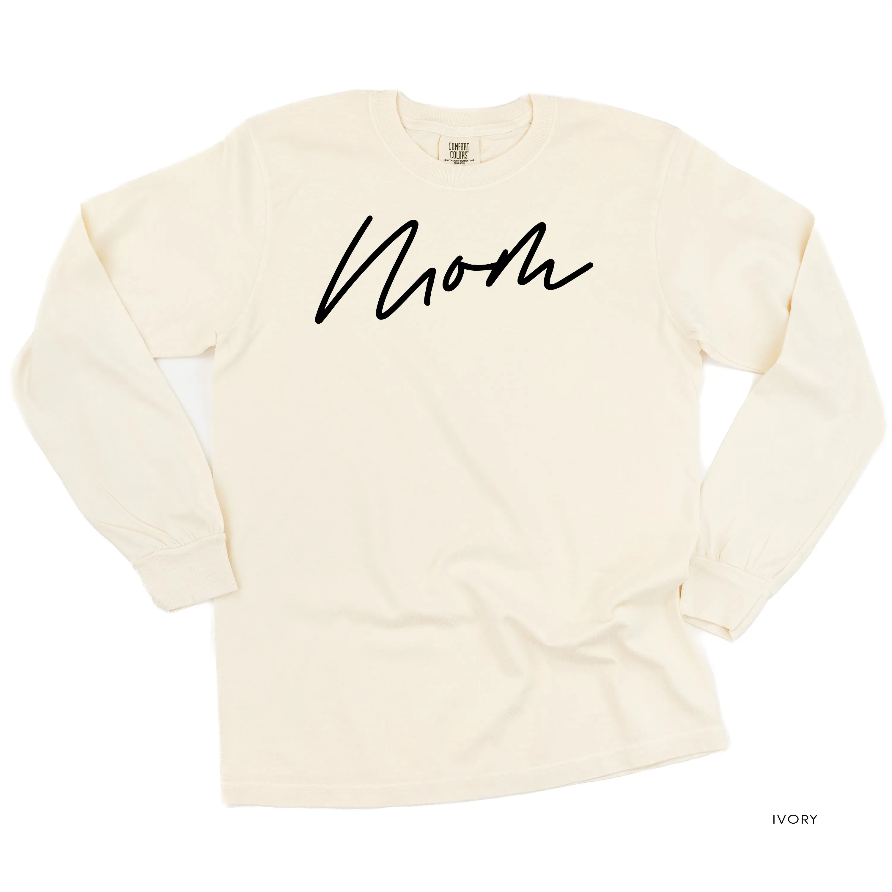 Mom (Cursive) - Basics Collection - LONG SLEEVE Comfort Colors Tee