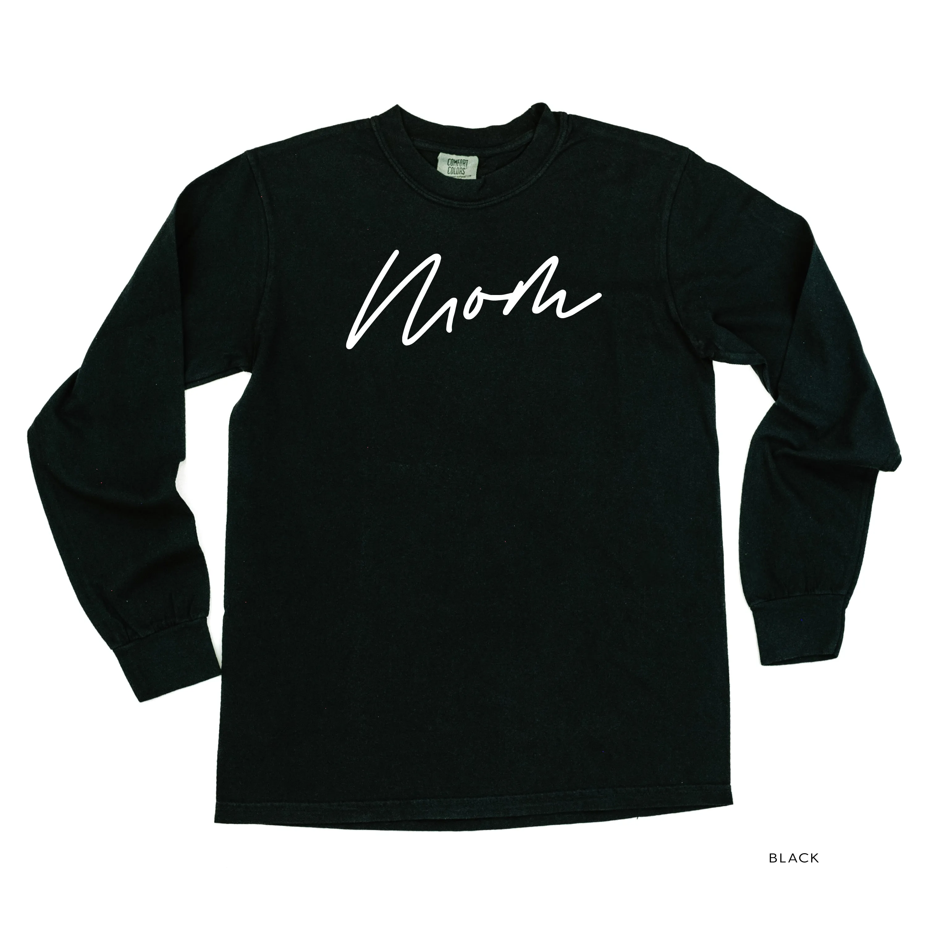 Mom (Cursive) - Basics Collection - LONG SLEEVE Comfort Colors Tee