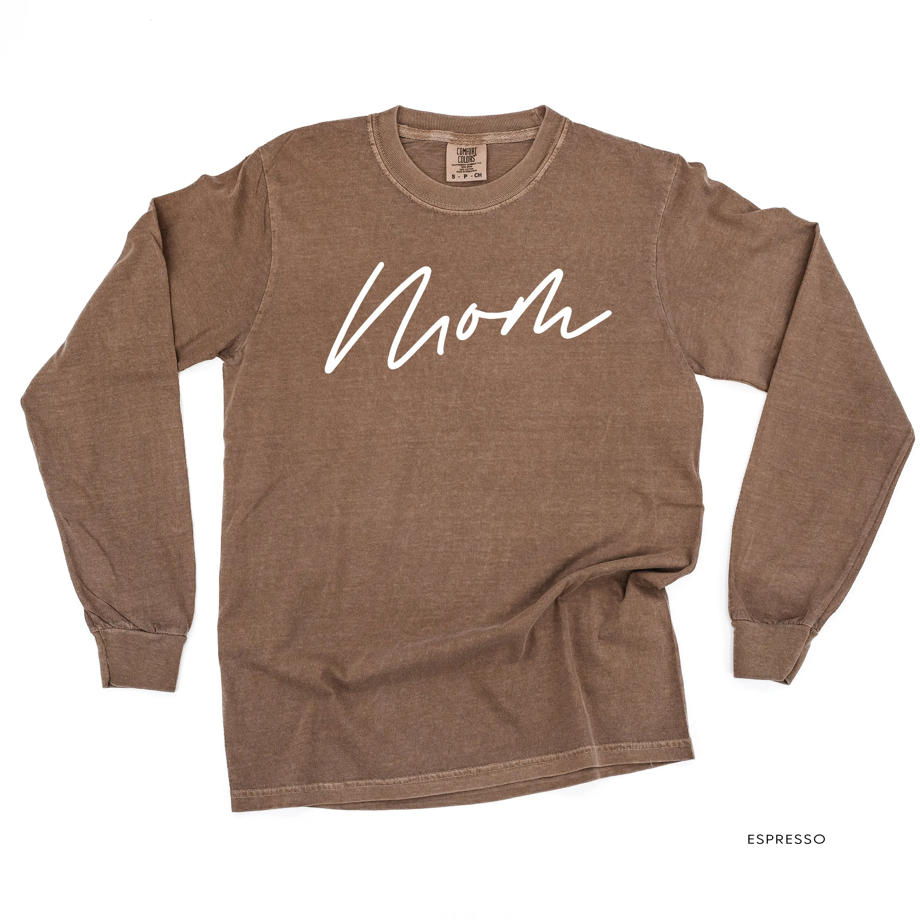 Mom (Cursive) - Basics Collection - LONG SLEEVE Comfort Colors Tee